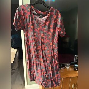 Bobeau Red and Gray Patterned dress